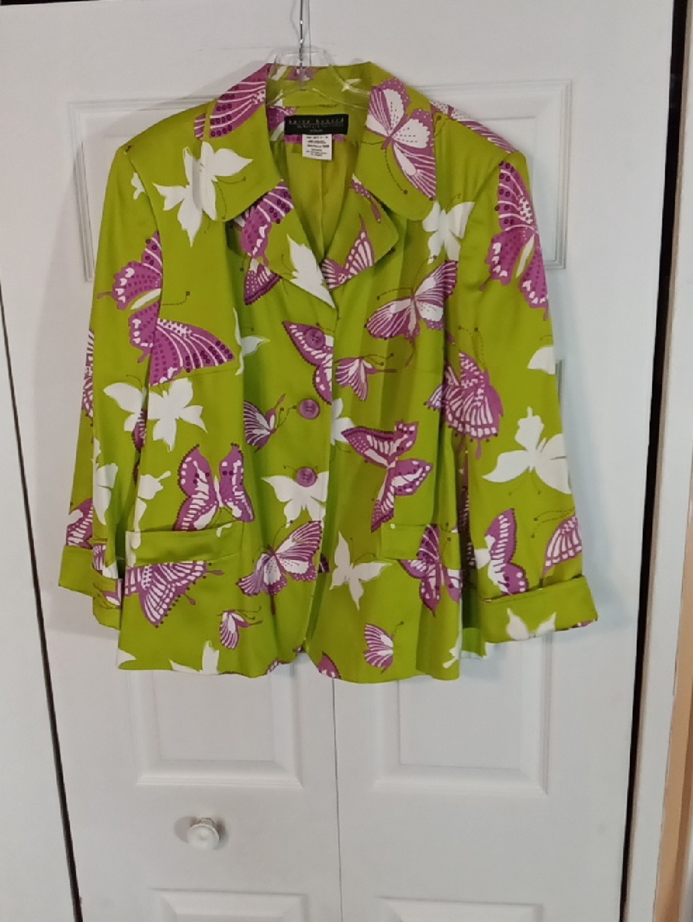 Harve Benard Lime Green and Purple Butterfly Jacket